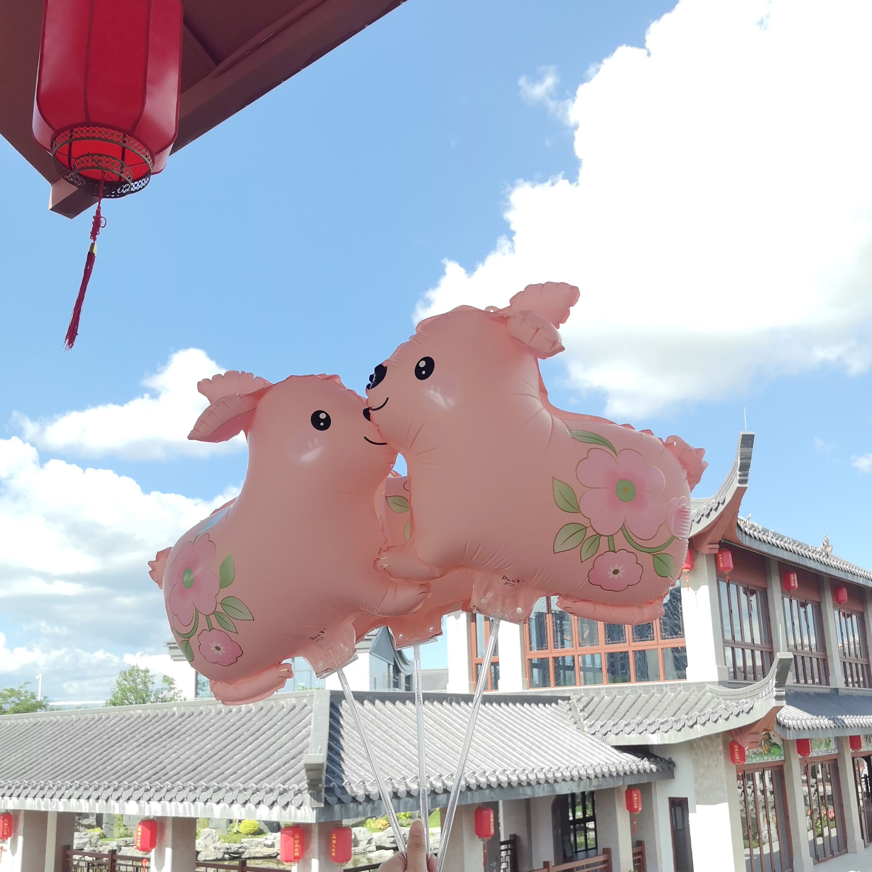 新年中秋节玉兔夹片气球大号卡通带杆儿童玩具装饰地摊小礼品