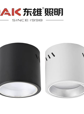东雄照明LED明装筒灯黑壳白壳免开孔4寸5寸6寸8寸白光暖光中性光