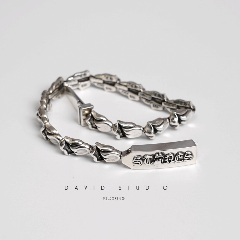 情侣手链david全手工滚石款百搭图片