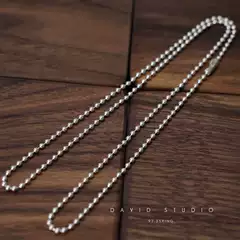 David Studio925 Sterling Silver Personalized Round Bead Necklace Classic Style Internet Celebrity Recommended Couple Style Unisex