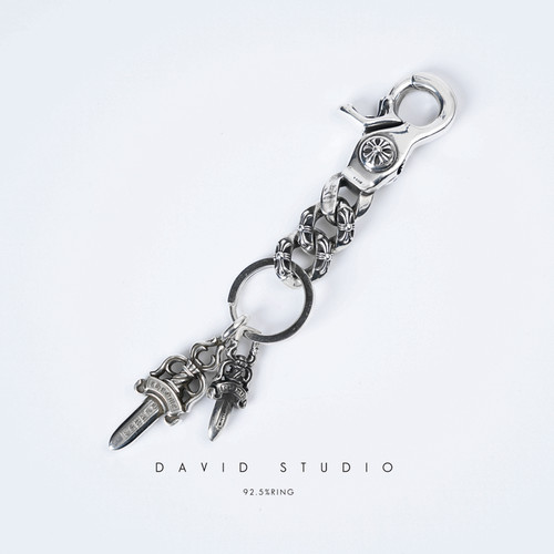 davidstudio925纯银做旧钥匙扣
