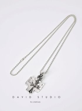 新款纯银经典十字架做旧项链吊坠