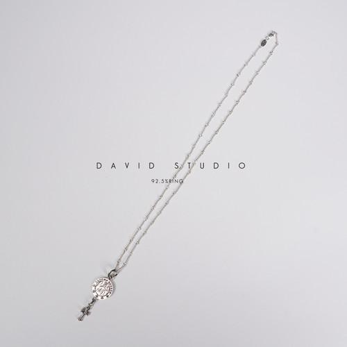 davids925纯银圆盘ins宝剑项链