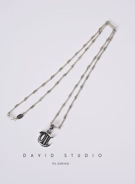 David studio925纯银哥特英文字母吊坠项链经典情侣朋克机车风潮