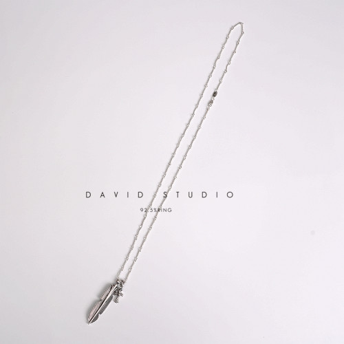 davids925纯银羽毛项链