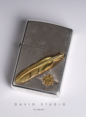 david goro's高桥吾郎真金纯银18k黄金羽毛 情侣逼格火机