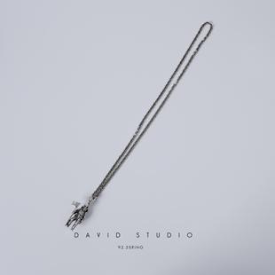 David studio925纯银罗志祥同款骷髅航天员 男女情侣款项链吊坠