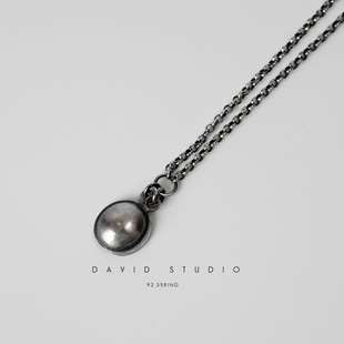 新 David925纯银做旧复古圆牌mini小众先锋werkstatt munchen项链