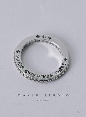 david925纯银十字架薄款戒指