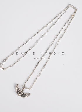 davids925纯银骷髅ins做旧项链