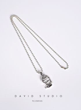 david纯银925纯银ch做旧个性百搭情侣项链 圆珠ins同款女款项链