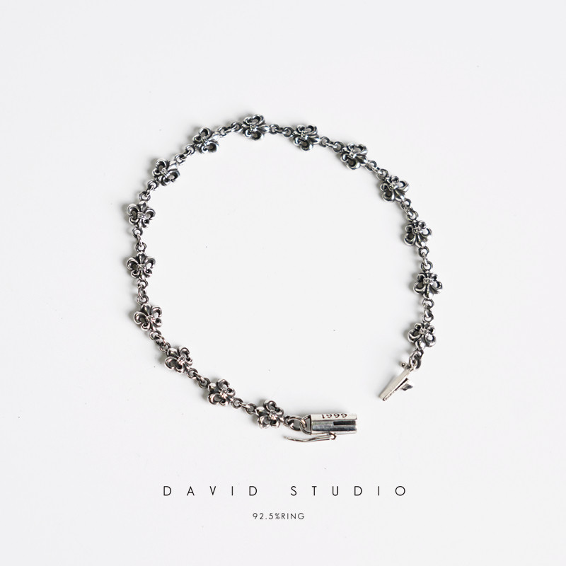 david 纯银S925纯银小号童军花船锚男款女款情侣手链 做旧手链图片