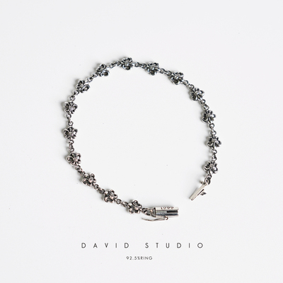 david 纯银S925纯银小号童军花船锚男款女款情侣手链 做旧手链