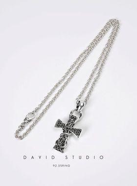 纯银花纹项链男女同款潮流