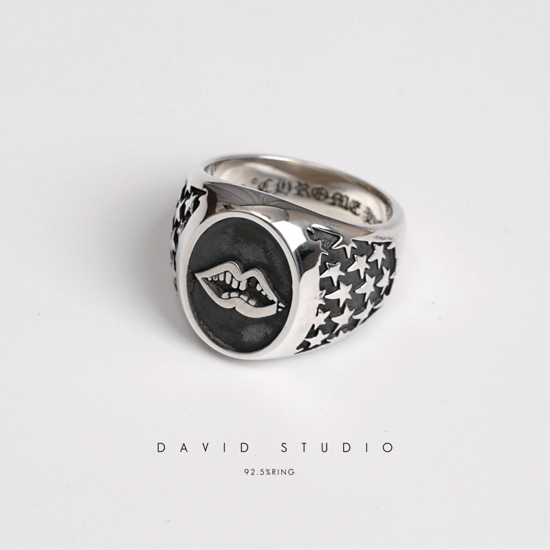 david全手工925纯银朋克情侣戒指图片