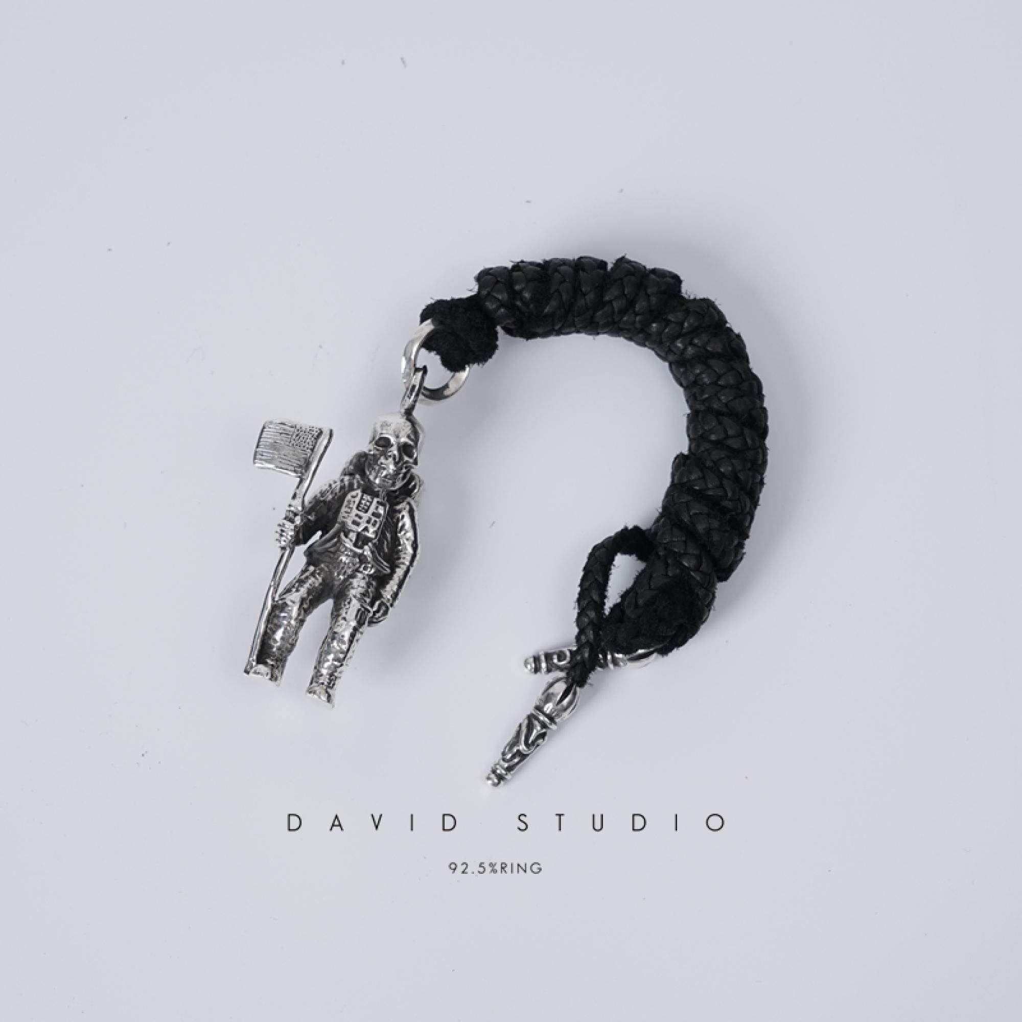 davidstudio925纯银骷髅皮绳图片