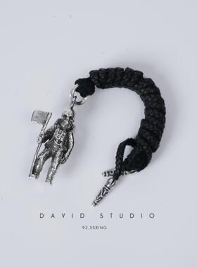 davidstudio925纯银骷髅皮绳