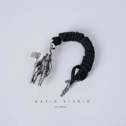 davidstudio925纯银骷髅皮绳