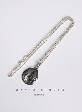 david纯银925纯银笑脸做旧环形情侣项链 ins网红推荐个性百搭