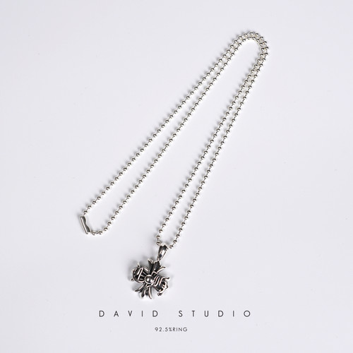 david纯银925纯银手工做旧个性刻字单面情侣项链 ins网红同款项链