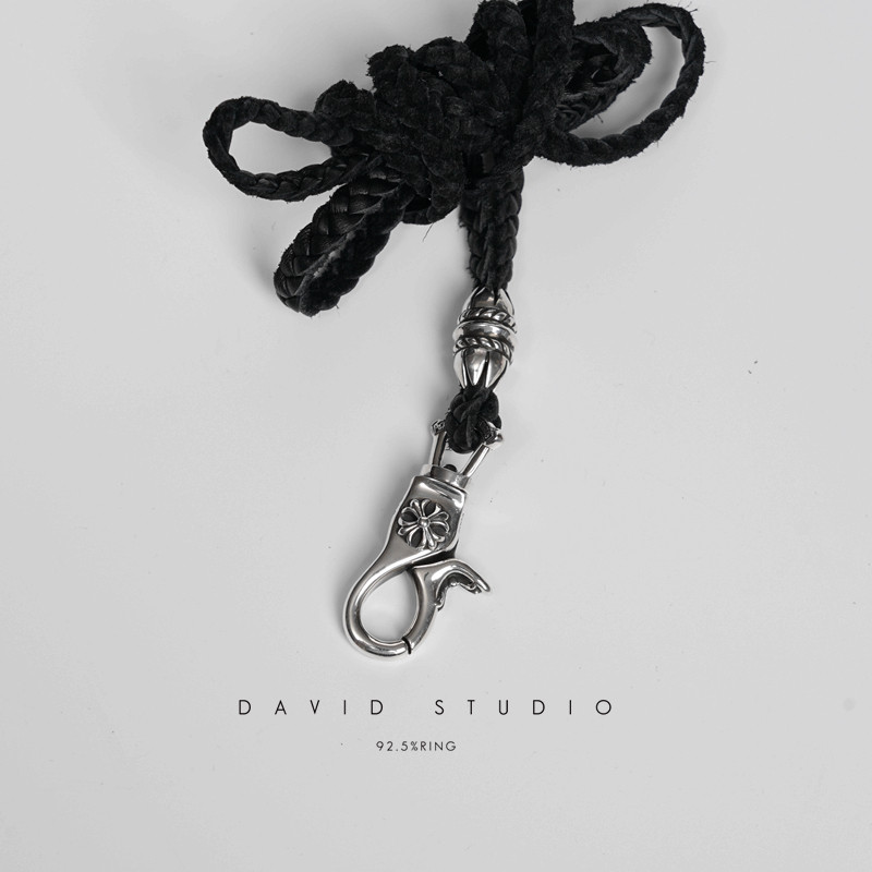 david尅罗心s925纯银真皮皮绳图片