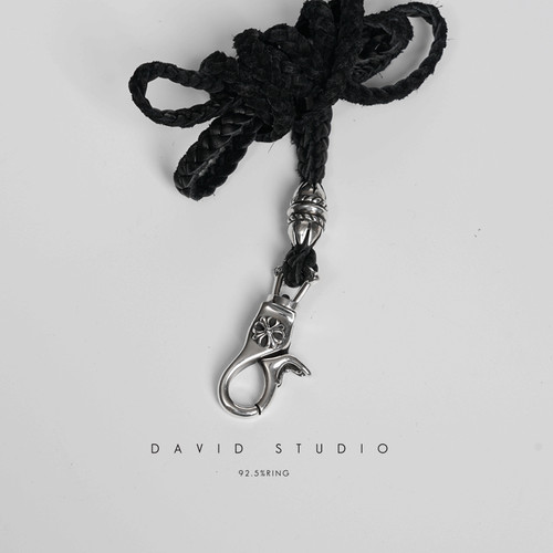 david尅罗心s925纯银真皮皮绳