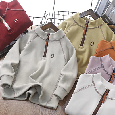 男童糯米绒打底衫秋冬半拉链上衣