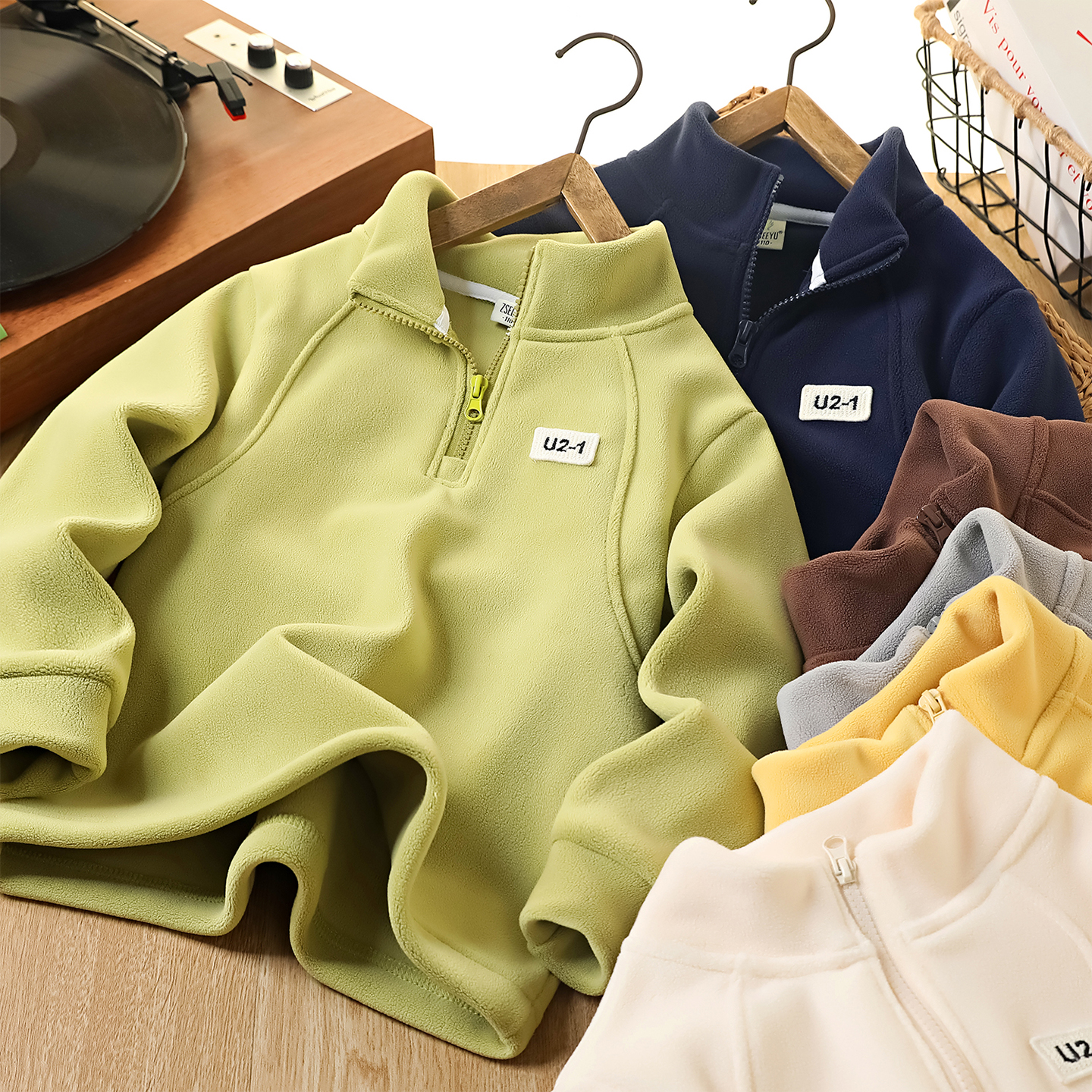 男童半拉链休闲打底衫冬季双面绒