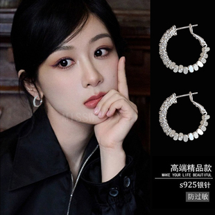 2025新款碎银子耳环小众爆款高级感时尚耳圈耳饰承欢杨紫同款耳坠