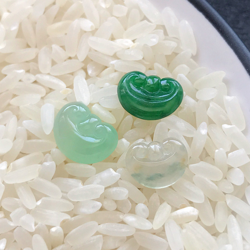 缅甸冰种糯种A货现货翡翠如意头裸石全新定制精工镶嵌手链吊坠