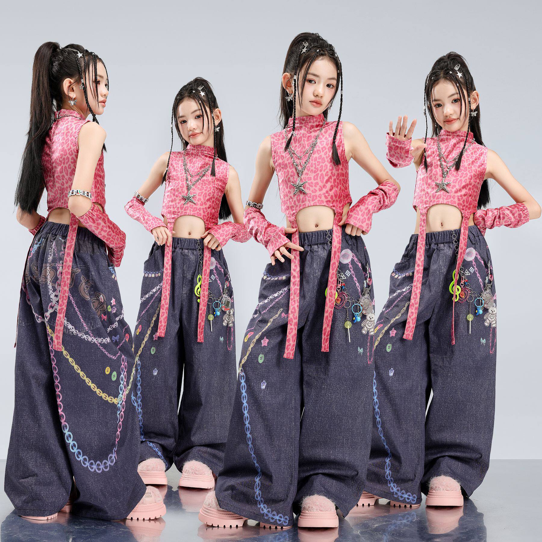 爵士舞服装女童潮酷时髦儿童走秀潮服少儿演出服jazz套装舞蹈表演