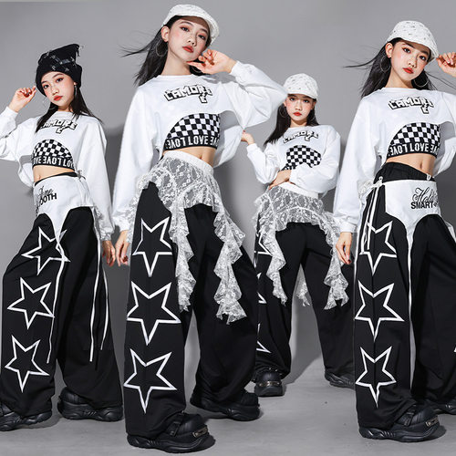 女童jazz爵士舞表演服装少儿练功服上衣女孩套装儿童街舞演出服潮