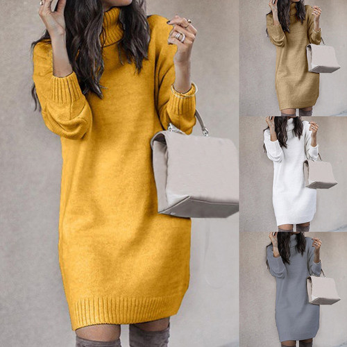 Loose top knitted pullover sweater casual knitted dress