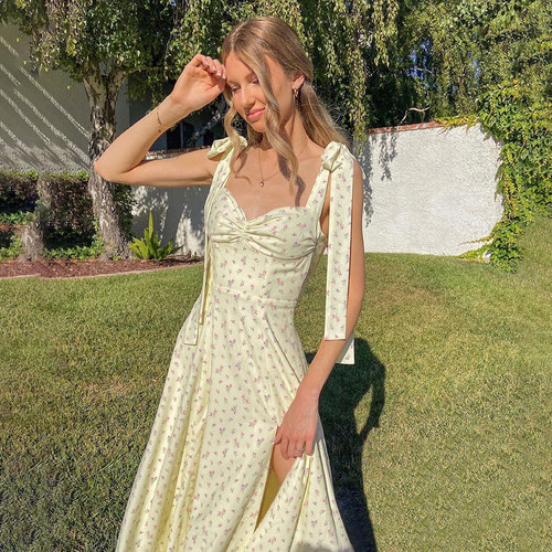 Backless Slit Slip Dresses 2021 Summer Clothes For Women
