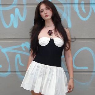 pleated Women dress一字领拼接百褶连衣裙 patchwork neck one