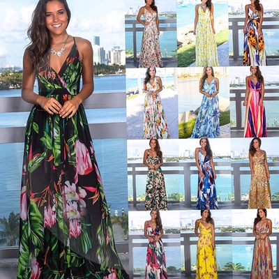 Women V neck Party Night Elegant Sexy Maxi Summer Dresses