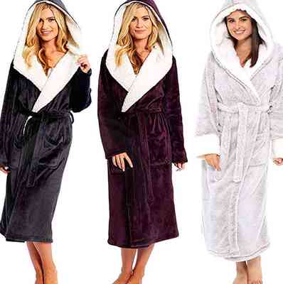 bathrobe Home Clothes Long Sleeve Pocket belted Robe Coat 20