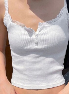 Ladies' solid color square collar lace vest 纯色方领女士背心