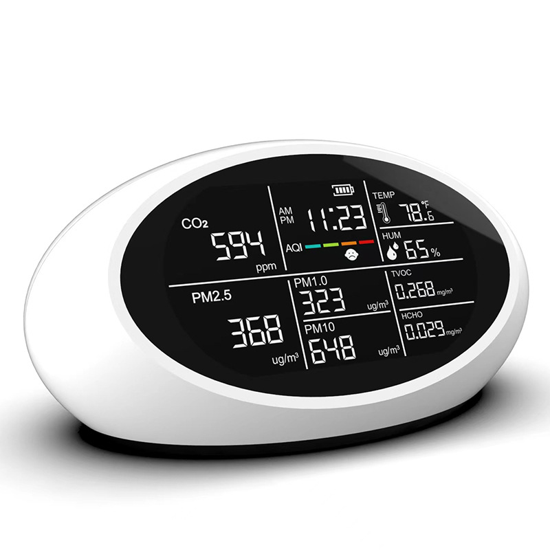 家用十合一空气质量检测仪pm2.5 TVOC 甲醛 粉尘 co2跨境代发工厂
