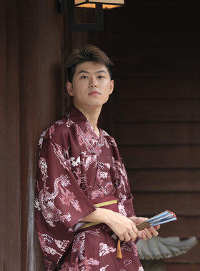 日本和服　男武士服正装日式和服秋冬不易皱加厚