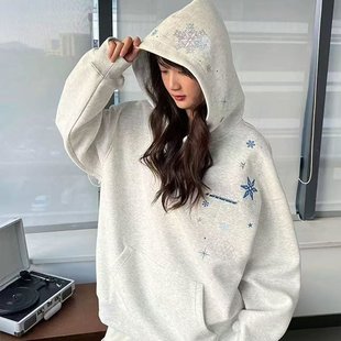 原版做工#刺绣食毛华棉复合秋冬连帽卫衣女