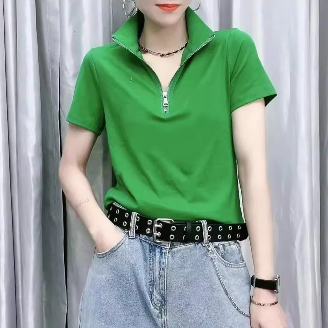 欧货纯棉短袖t恤女2025年夏季纯色修身显瘦新款休闲时尚百搭上衣