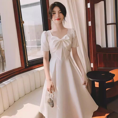 日本品质白色晚礼服裙女2025年领证登记小礼服订婚修身生日晚宴主