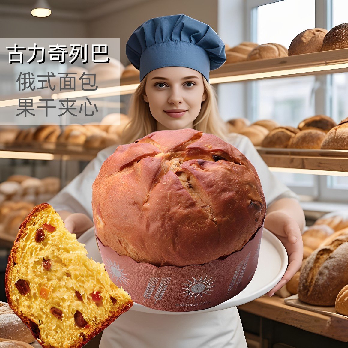 俄罗斯风味列巴面包夹心葡萄干早餐食品糕点心零食手工大面包代餐