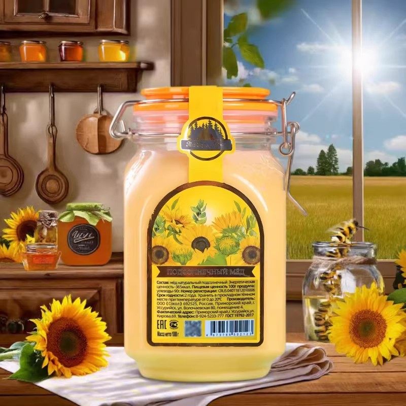 俄罗斯进口向日葵蜂蜜1000g装