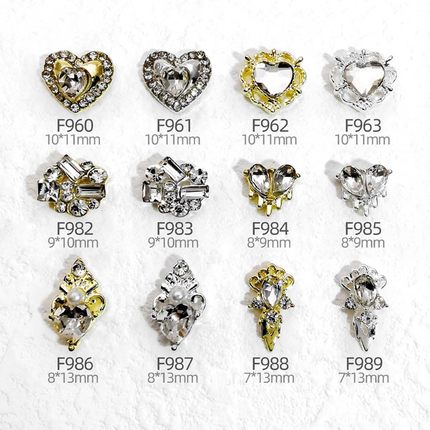 10Pcs/lot 3D Alloy Heart Nail Art Jewelry Rhinestone Diamond