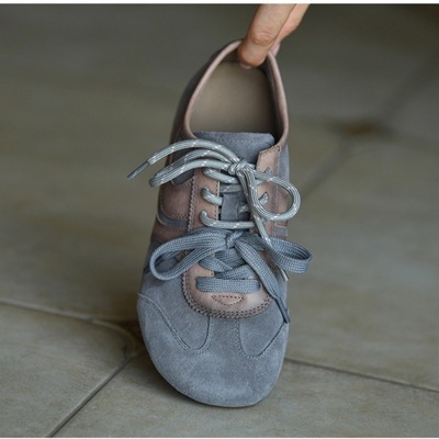 日本品质磨砂德训鞋女平底板鞋2025年秋季新款灰色时尚复古运动休