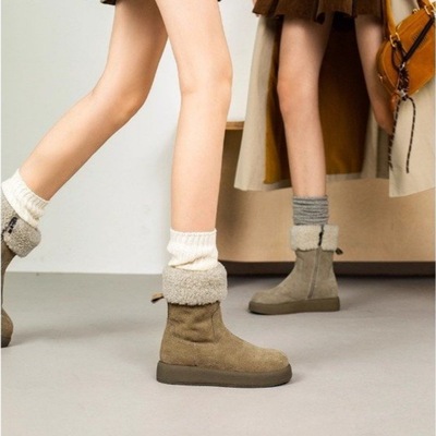 日本品质毛茸茸雪地靴女款2025新款冬季加绒加厚勃肯短靴复古保暖