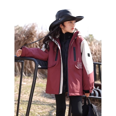 日本品质【鹅绒】儿童冲锋衣三合一2025新款中大童羽绒服防风衣户