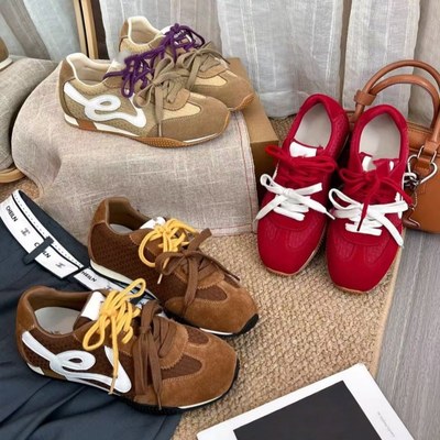 日本品质ins潮红色德训鞋女2025年新款夏秋季时尚百搭休闲运动透